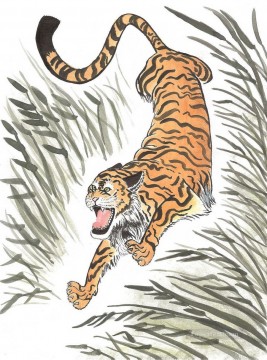 chinois tigre en cours d’exécution Peinture décoratif